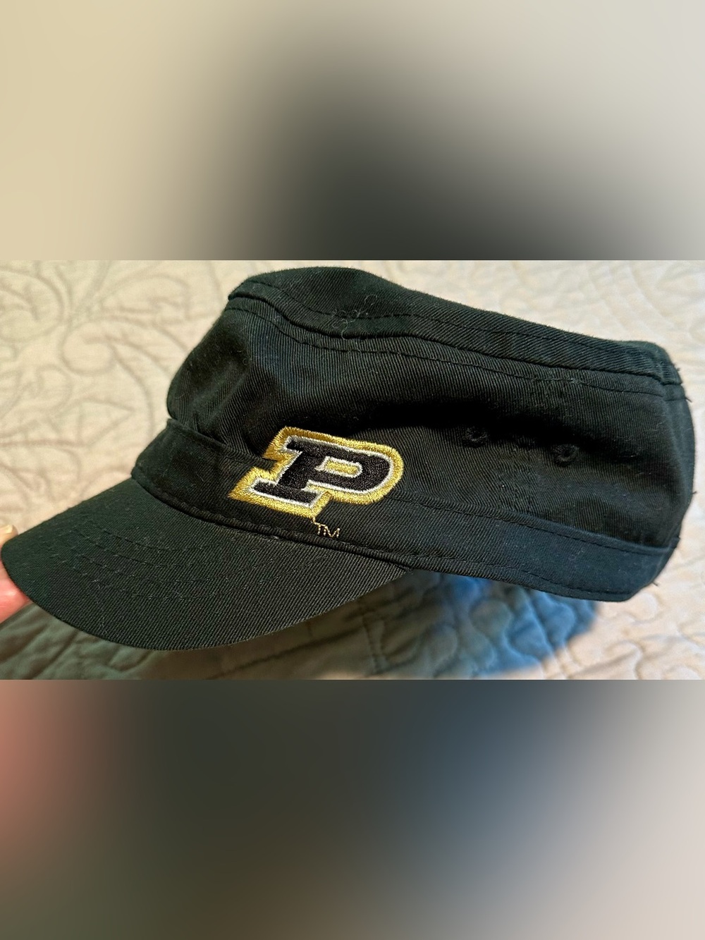 Purdue Black Hat with Gold-Trimmed 'P' Patch